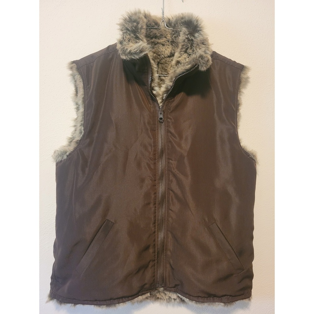 Reversible Womens Faux Fur Vest Zip Closure Size‎ Large - Picture 6 of 7